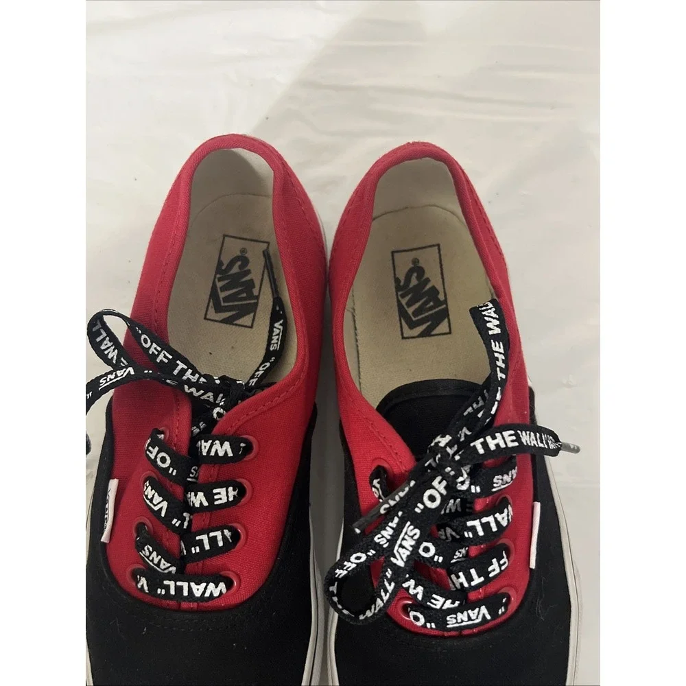 VANS Unisex Kids Logo Pop Canvas Low Top Sneakers Lace Up US 5 Red Black Checker